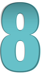 blue font, number 8