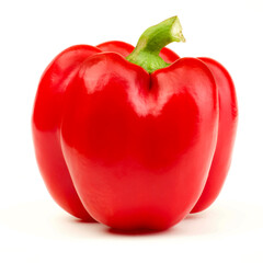 Perfect Ripe Shiny Red Bell Pepper isolated on White background