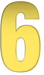 Yellow font, number 6