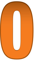 Orange  font, number 0