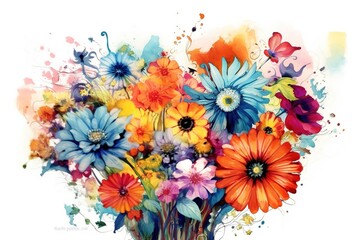 Spring's Floral Symphony: Embracing the Vibrant Palette of Beautiful Flowers on a White Canvas