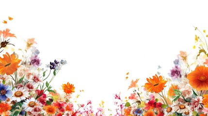 The Splendor of Spring: Captivating Many Flowers in Vibrant Colors against a Beautiful White Background