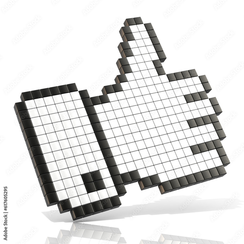 Poster like symbol. 3d render illustration of hand pointer isolated on white background