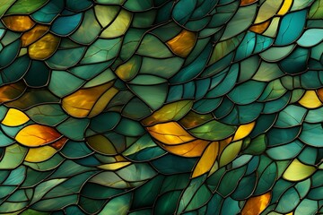stained glass photo realistic green and yellow hue, Generative IA