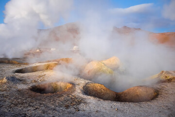 Sol de manana geothermal field in sud Lipez reserva Eduardo Avaroa, Bolivia