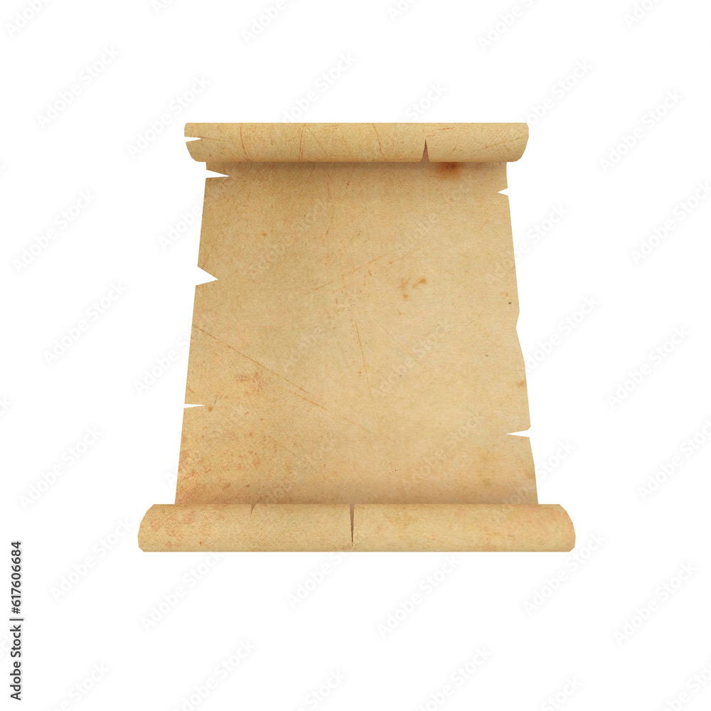Aufkleber 3d rendering of paper scroll isolated on white background