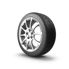 Obraz premium Car Wheel 3d rendering isolated on white background