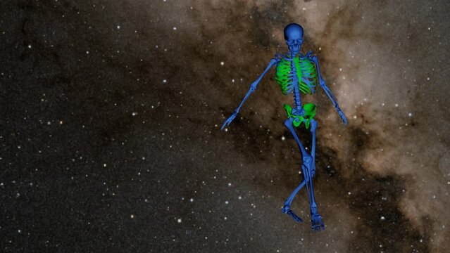 Thriller skeleton dance in milky way .
