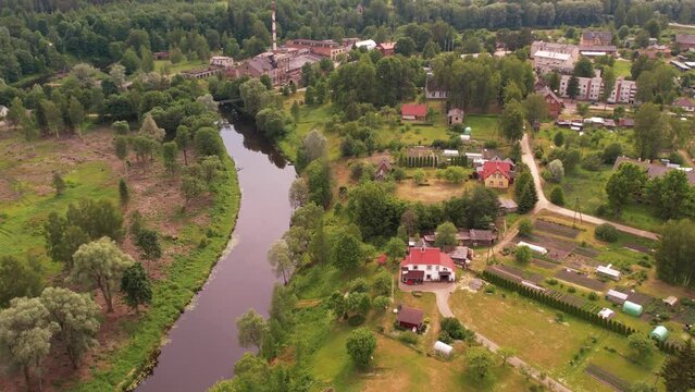 The small town of Staicele next to the river Salaca