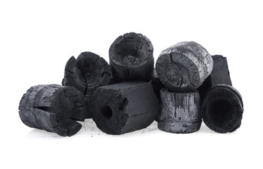 Natural wood charcoal or hard wood charcoal isolated on white background