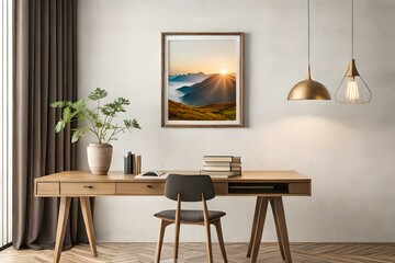 most beautiful interior design with table and lamp Generative Ai