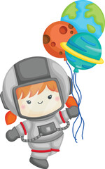 a vector of a cute girl astronauts