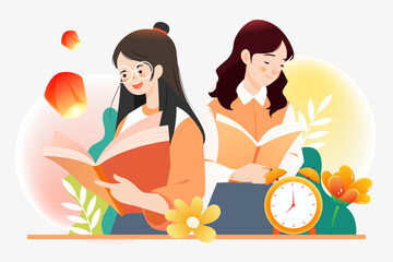 School season teacher teaching and educating teachers' day students learning vector illustration