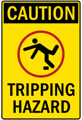 Slip and trip hazard sign and labels