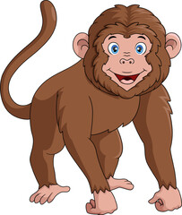 Obraz premium Cute baby monkey cartoon on white background