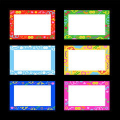 Fototapeta na wymiar Cute and colourful back to school name tags, abstract doodle frames, posts, banners, wallpapers, ads, template, tags, etc.