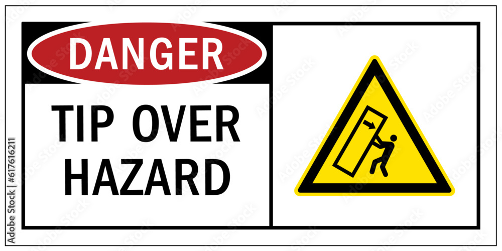 Wall mural Tip over hazard sign and labels