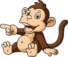 Cute baby monkey cartoon sitting