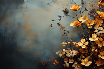 Enchanting fall background with autumn leaves that evokes a sense of warmth, richness, and seasonal charm - obrazy, fototapety, plakaty
