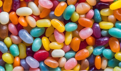 Fototapeta na wymiar colorful jelly beans, top view multicolor Jelly Beans texture background