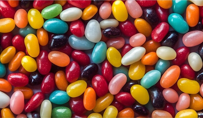 colorful jelly beans, top view multicolor Jelly Beans texture background