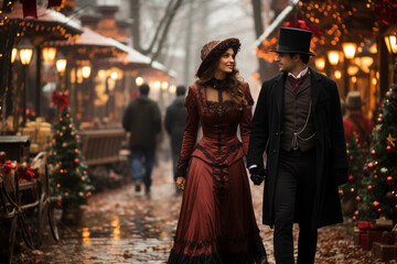 Obraz premium people in the street in winter