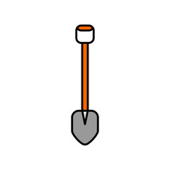 Camping shovel or scoop icon in lineal color mode. Vector illustration of summer camp equipment in trendy style. Editable graphic resources for many purposes.