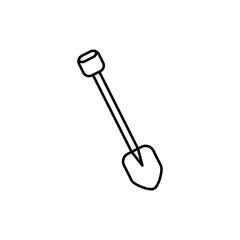 Camping shovel or scoop icon in outline mode. Vector illustration of summer camp equipment in trendy style. Editable graphic resources for many purposes.