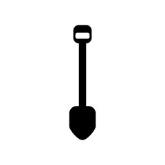 Camping shovel or scoop icon in silhouette mode. Vector illustration of summer camp equipment in trendy style. Editable graphic resources for many purposes.