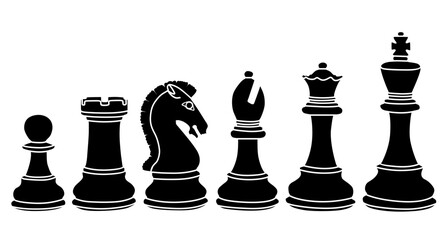 Set collections black Chess silhouette icon design vector Illustration
