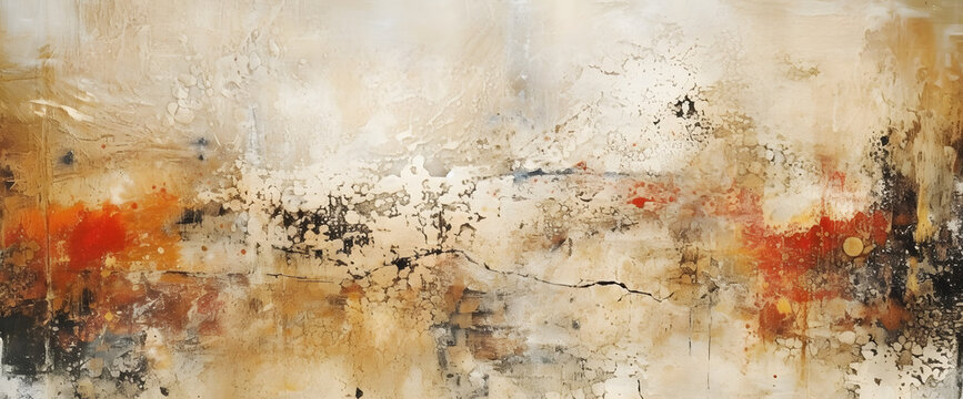 Weathered abstract art background with paint splashes and blots texture banner background