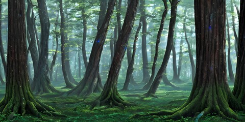 A forest filled with lots of tall trees created with Generative AI technology