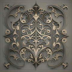 The rosette is a symmetrical pattern. Graphics ornament with elements of Gothic and Arabesque. Art Nouveau - Modernisme.