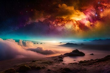 Obraz na płótnie Canvas Colorful space galaxy cloud nebula, Stary night cosmos, Universe science astronomy, Supernova background wallpaper, Blue and purple space background created