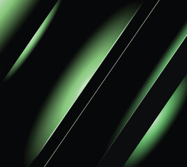 Abstract modern gradation of glowing green lines on dark background