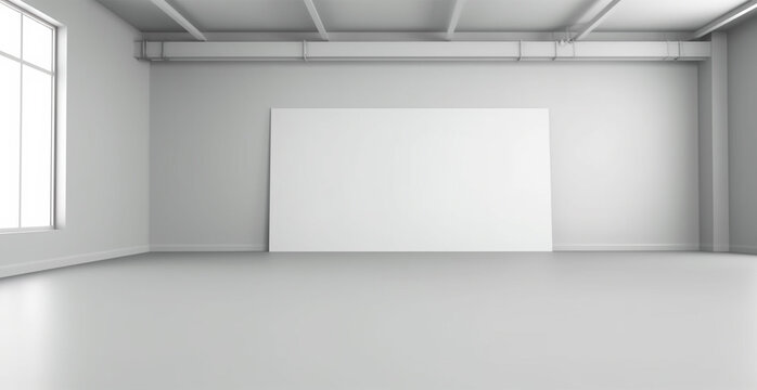 Large spacious photo studio, gray studio for design and advertising - AI generated image