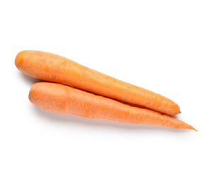Fresh carrots on white background