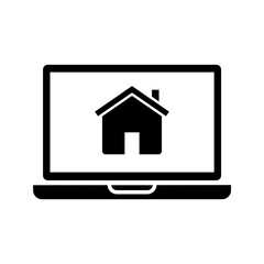 laptop with home, internet homepage icon vector