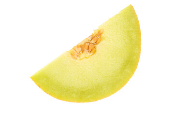 Piece of sweet melon on white background