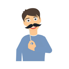 Man with a mustache. Fake mustache, vector illustration