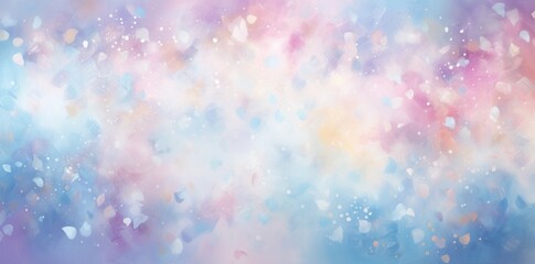 light blue bokeh background with lights and stars in the form of a shaped canvas light white and light beige Pale pink and light indigo add light, Christmas.