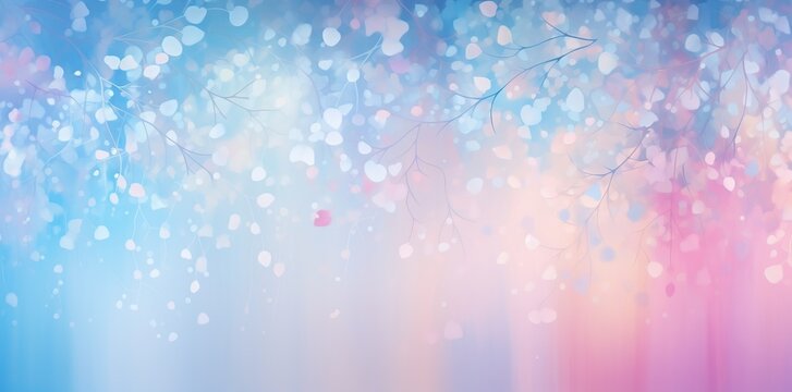 light blue bokeh background with lights and stars in the form of a shaped canvas light white and light beige Pale pink and light indigo add light, Christmas.