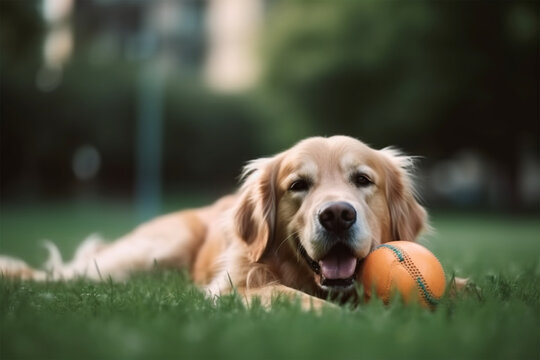 a dog playing with a ball