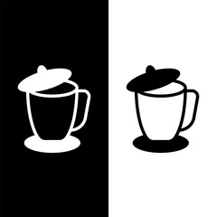 black and white coffee cup icon 