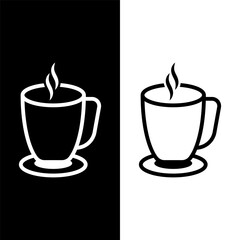 black and white coffee cup icon 
