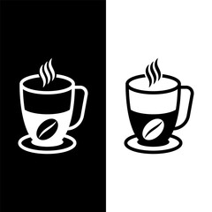 black and white coffee cup icon 