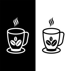black and white coffee cup icon 