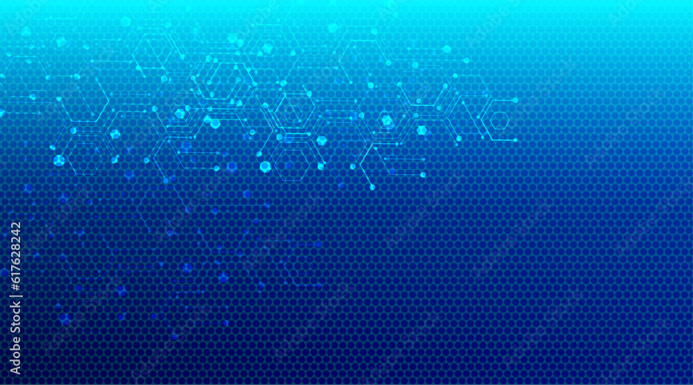 Poster abstract computer technology background with circuit board and hexagon tech.vector illustration