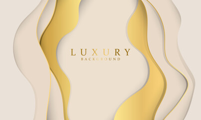 Luxury light brown abstract background combine with golden curve line.Vector illustration modern template design.