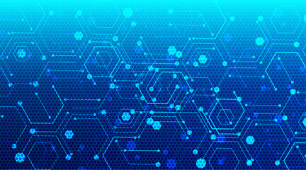 Abstract computer technology background with circuit board and hexagon tech.Vector illustration